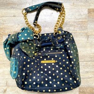 Juicy Couture Navy and Gold Handbag Y2K